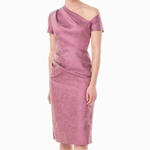 NWTs Kay Unger Caitlyn Jacquard Cut-Out Assymetric Midi Dress Size 2
